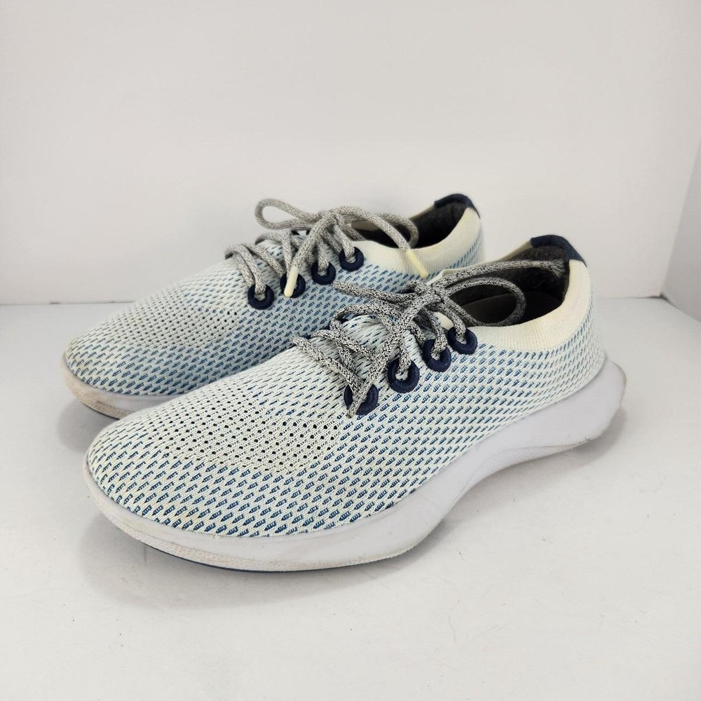 Allbirds Tree Dasher Men's 12.5 White Blue Knit Running Walking Sneakers